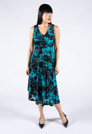 Velvet Detail Floral Dress