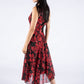 Red Floral Sleeveless Dress
