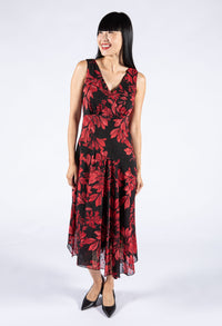 Red Floral Sleeveless Dress