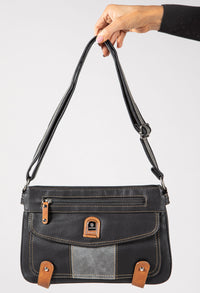 Multi Pocket Vintage Leather Look Shoulder Bag