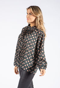 Front Pleat Floral Blouse