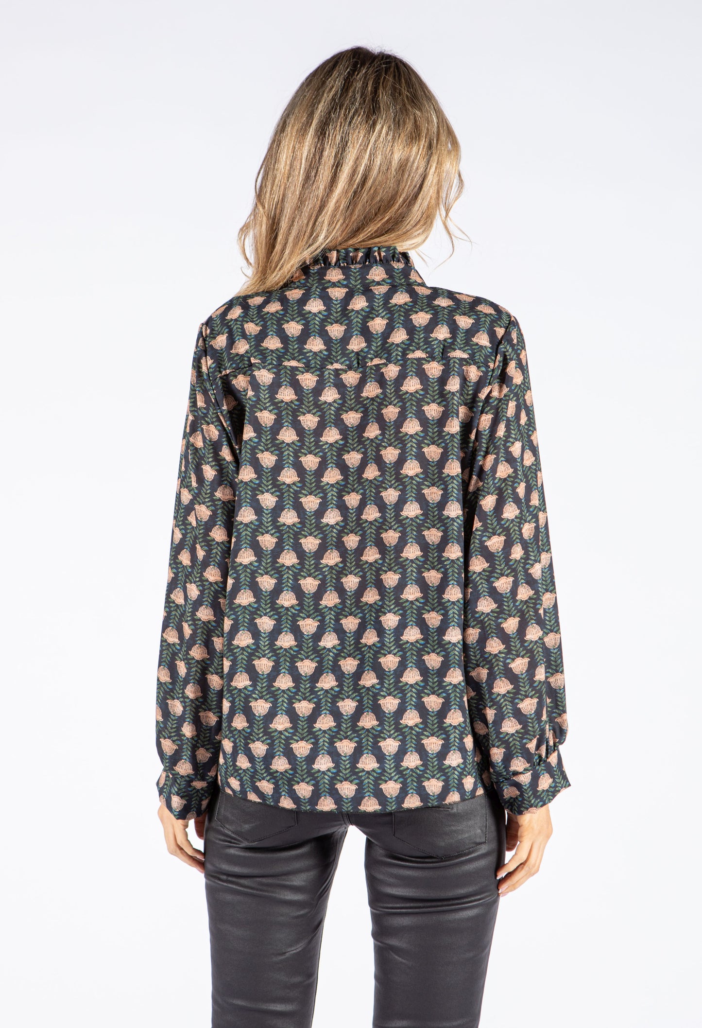 Front Pleat Floral Blouse