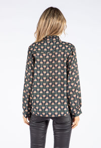 Front Pleat Floral Blouse