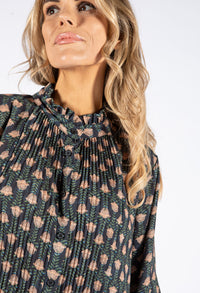 Front Pleat Floral Blouse
