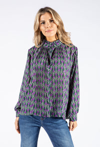Front Pleat Floral Blouse