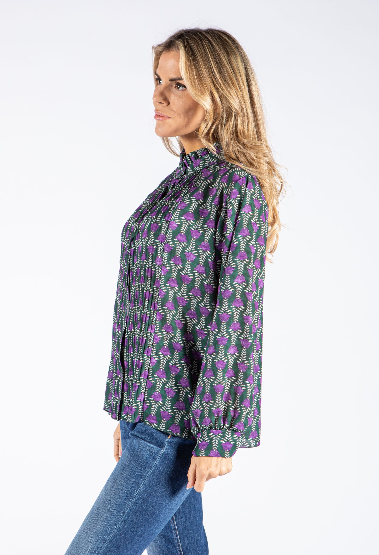 Front Pleat Floral Blouse