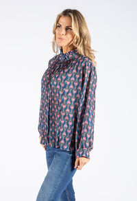Front Pleat Floral Blouse