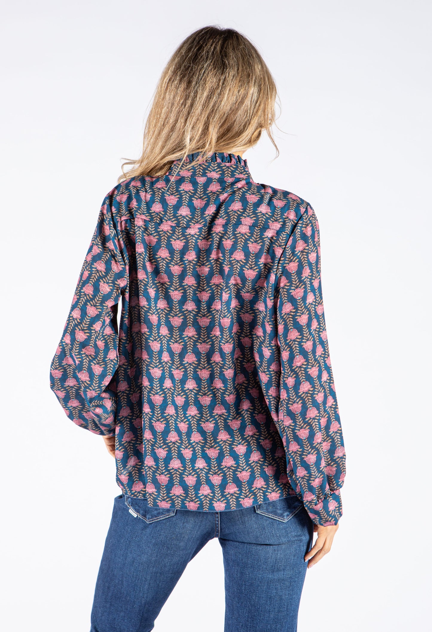 Front Pleat Floral Blouse