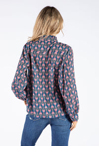 Front Pleat Floral Blouse