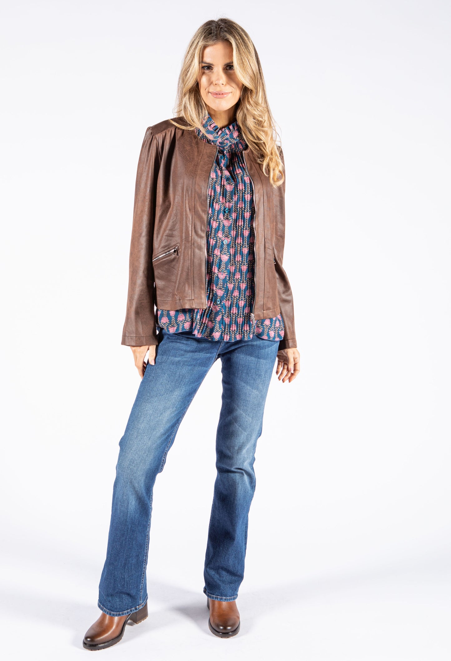 Front Pleat Floral Blouse