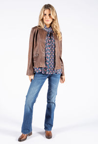 Front Pleat Floral Blouse