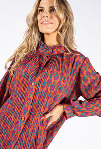 Front Pleat Floral Blouse