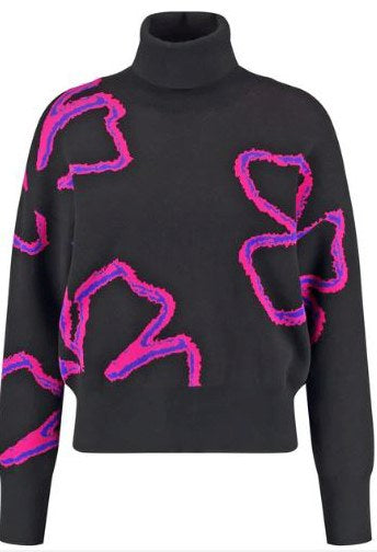 Polo Neck Pullover with a Jacquard Pattern