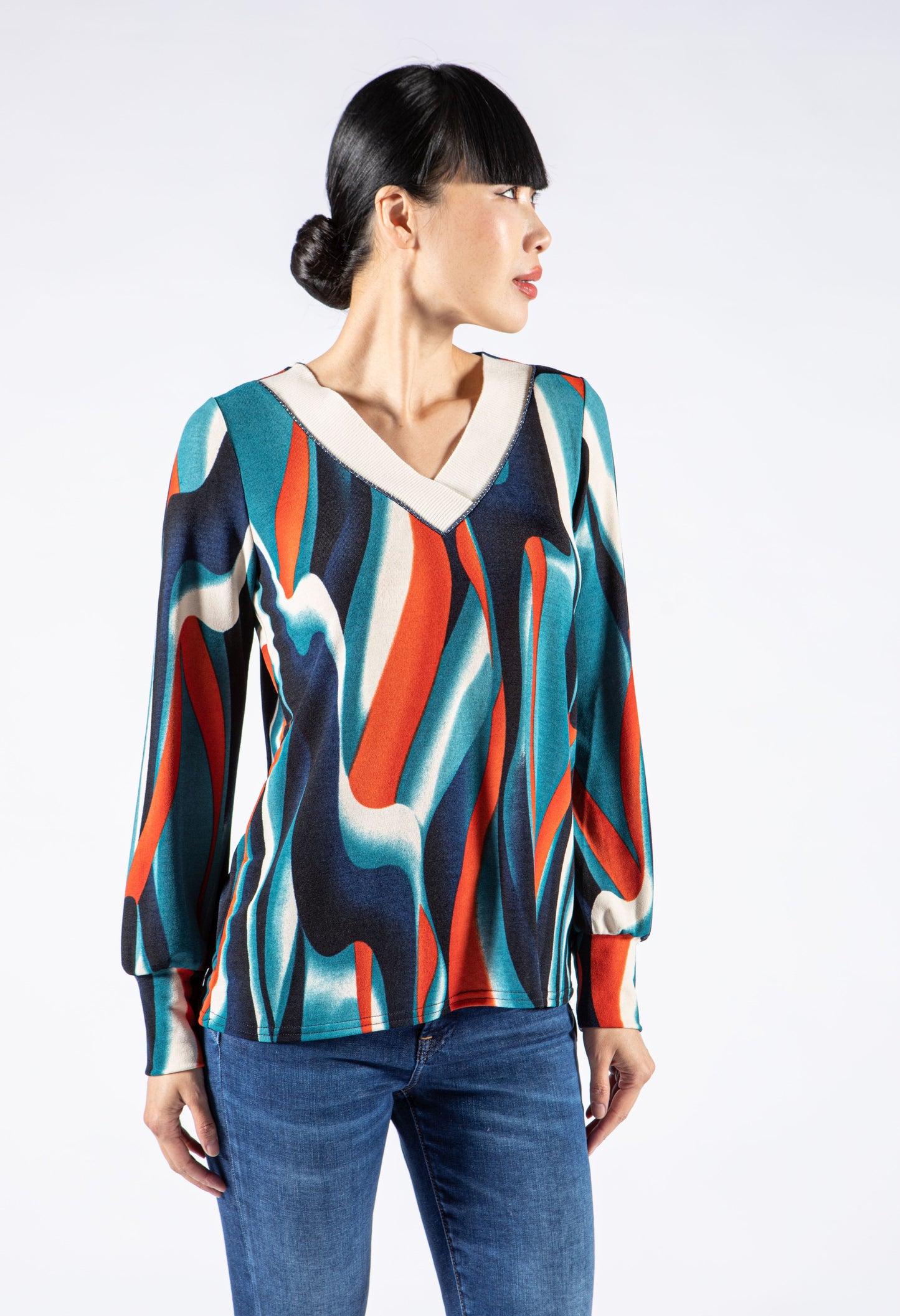 V-Neck Abstract Top