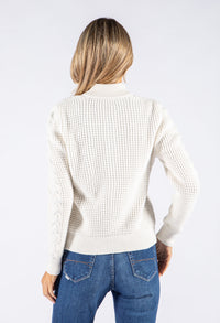 Honeycomb Cable Knit Zip Up