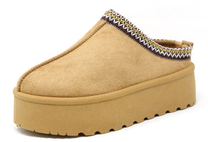 Platform Slip On Boots with Embroidered Trim, view 2 – Pamela Scott