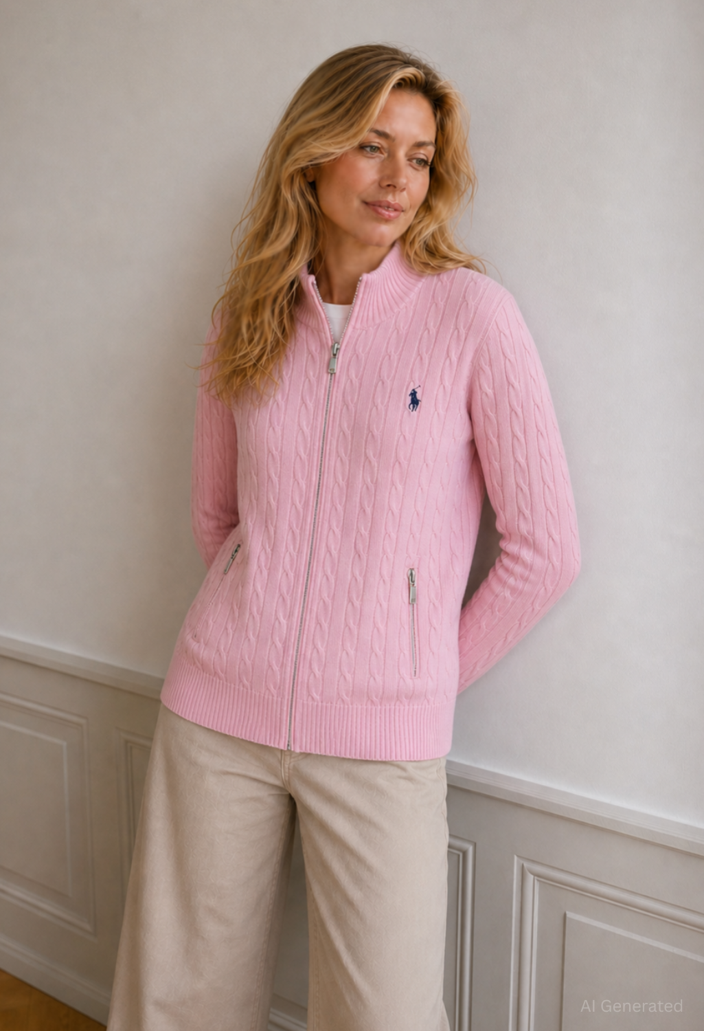 Cable Knit Zip-Up Cardigan