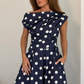 Betty Asymmetric Polka Dot Midi Dress