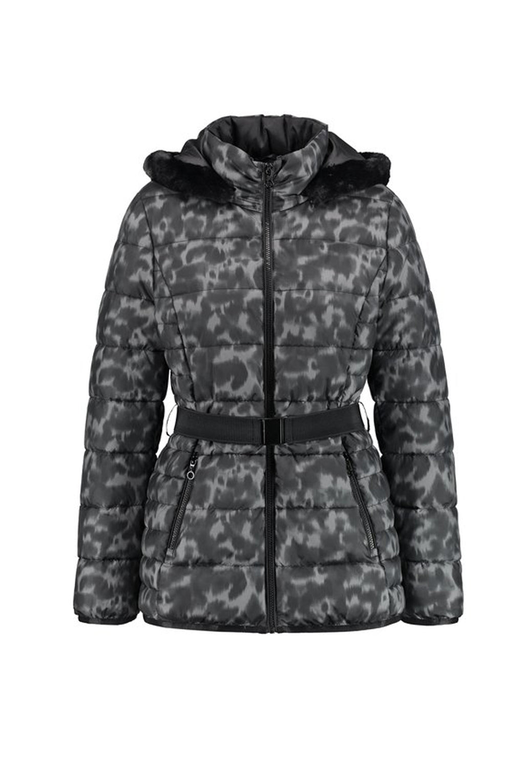 Betty Barclay Grey and Black Leopard Print Quilted Jacket Pamela Scott