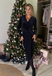 Faux Wrap Velvet Midi Dress