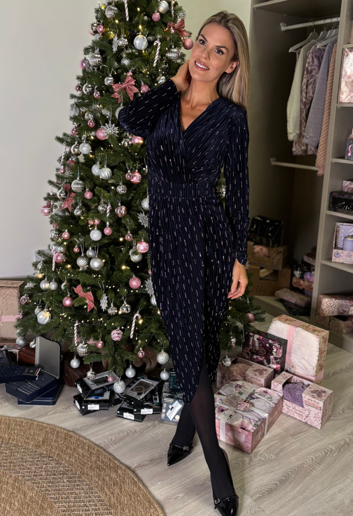 Faux Wrap Velvet Midi Dress