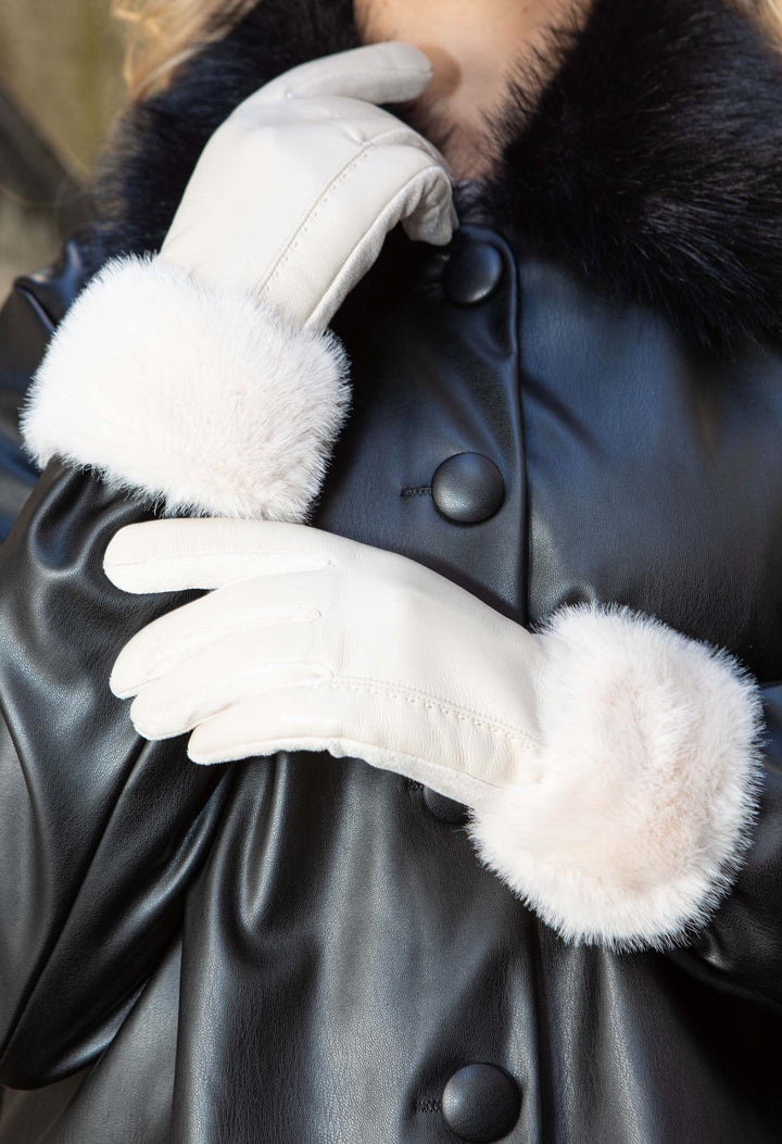 Faux Fur Trim Gloves