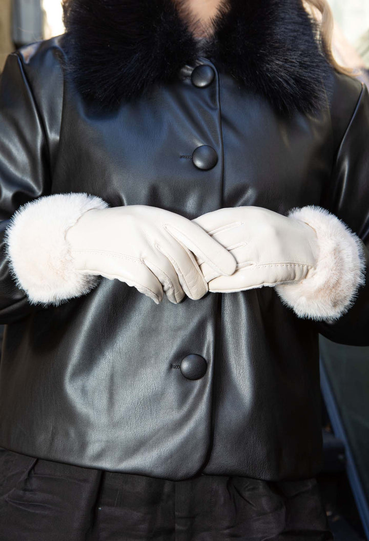 Faux Fur Trim Gloves