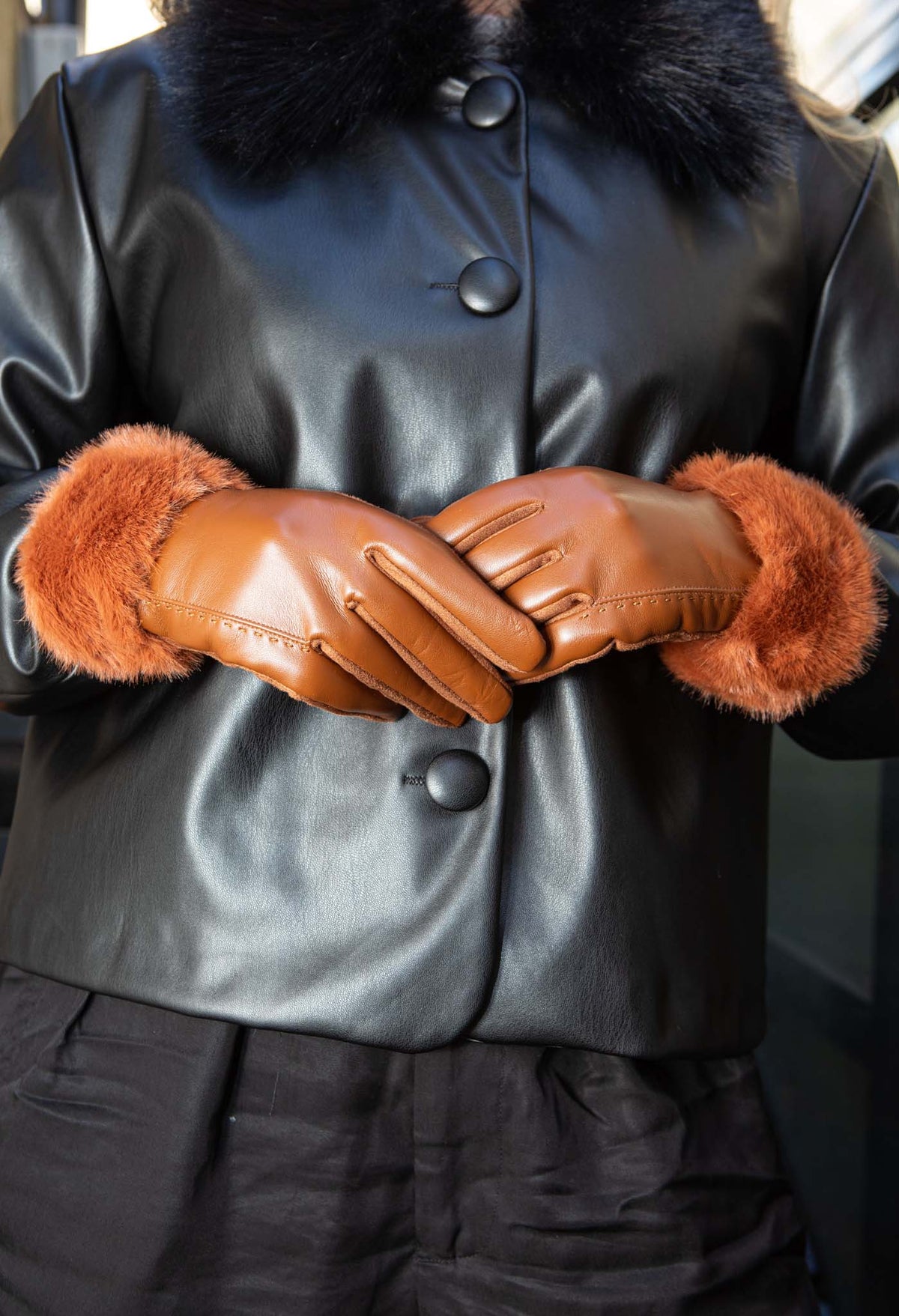 Faux Fur Trim Gloves