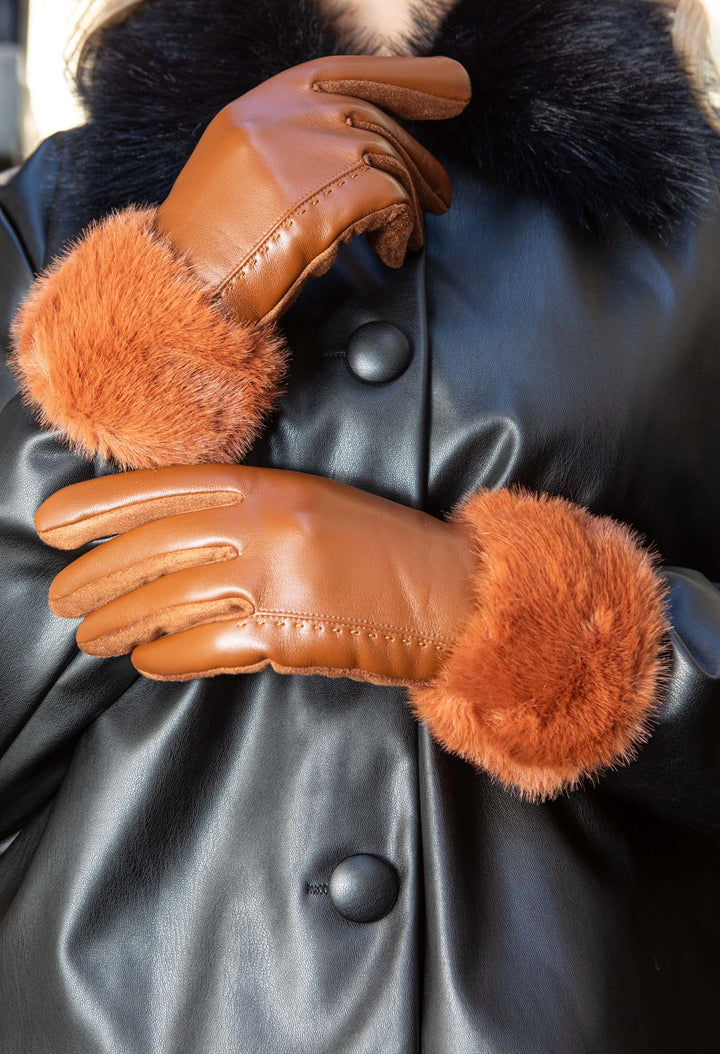 Faux Fur Trim Gloves