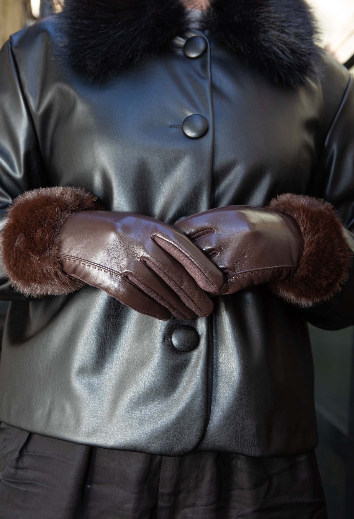 Faux Fur Trim Gloves