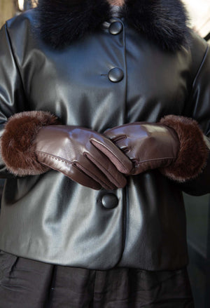 Faux Fur Trim Gloves