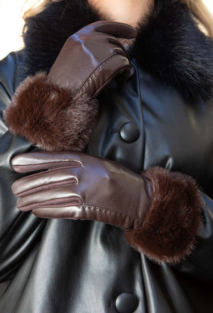 Faux Fur Trim Gloves