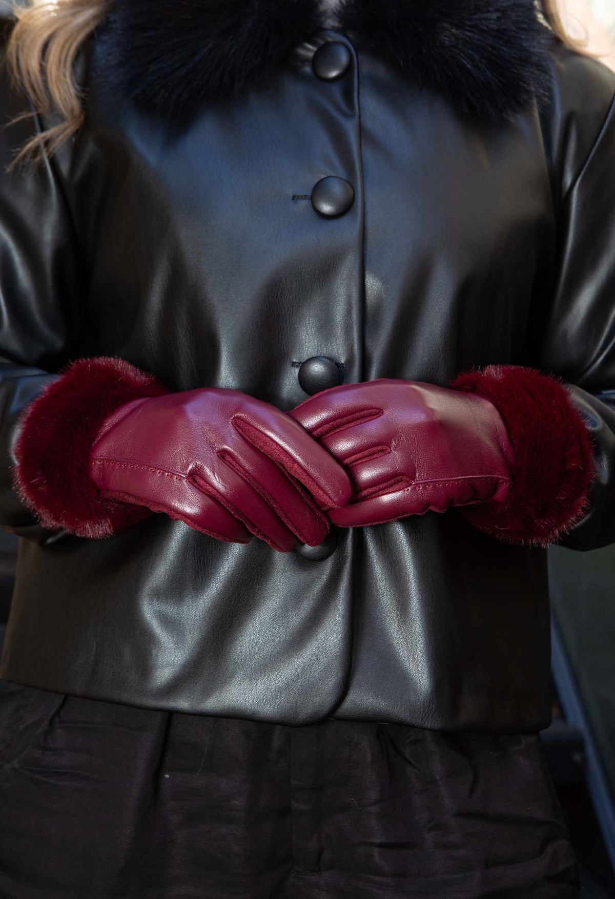 Faux Fur Trim Gloves