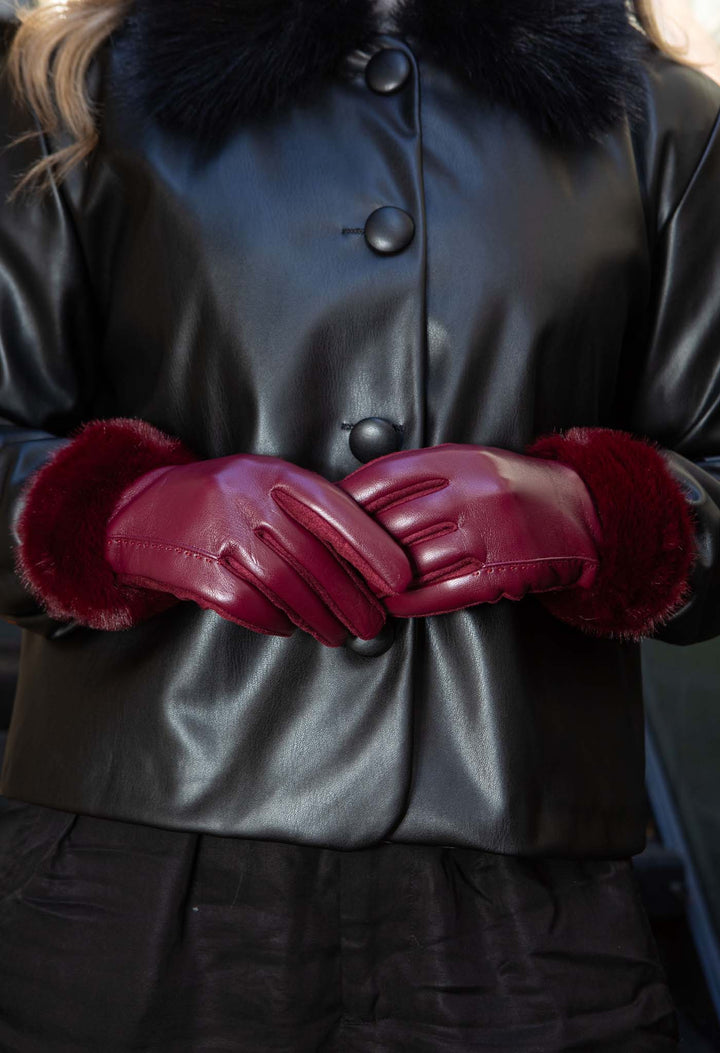 Faux Fur Trim Gloves