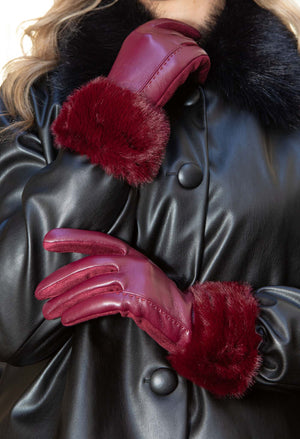 Faux Fur Trim Gloves