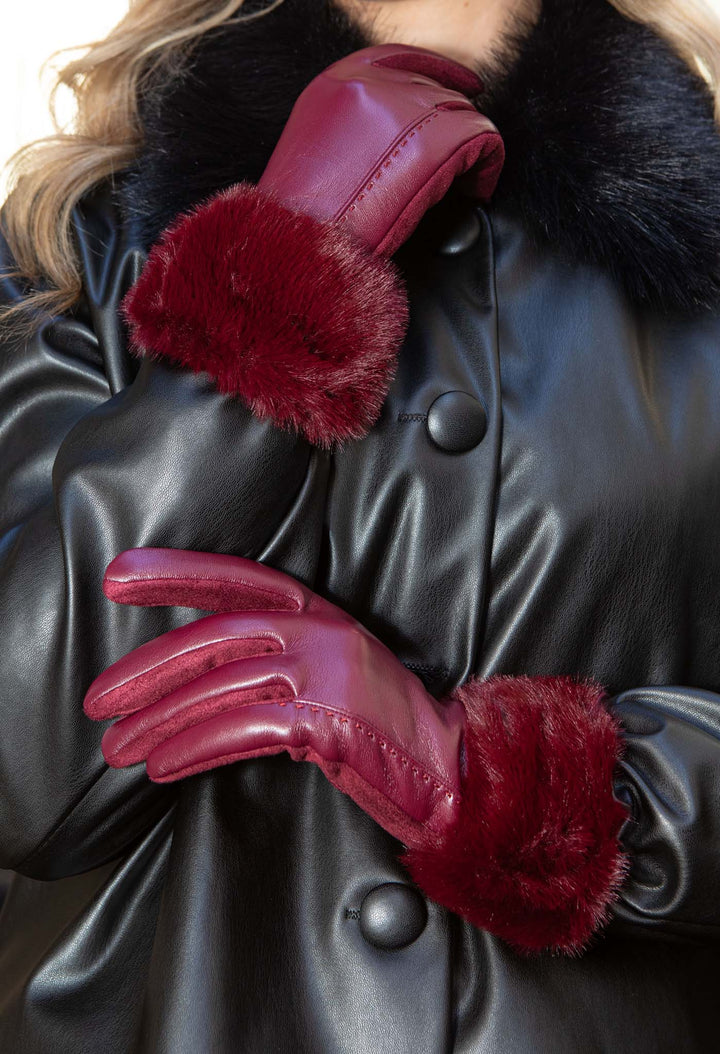 Faux Fur Trim Gloves