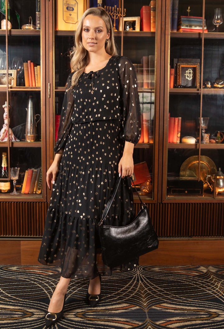 Riade Foil Detail Midi Dress