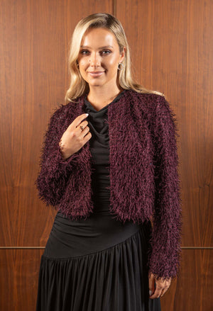 Fringe Sequins Cropped Jacket