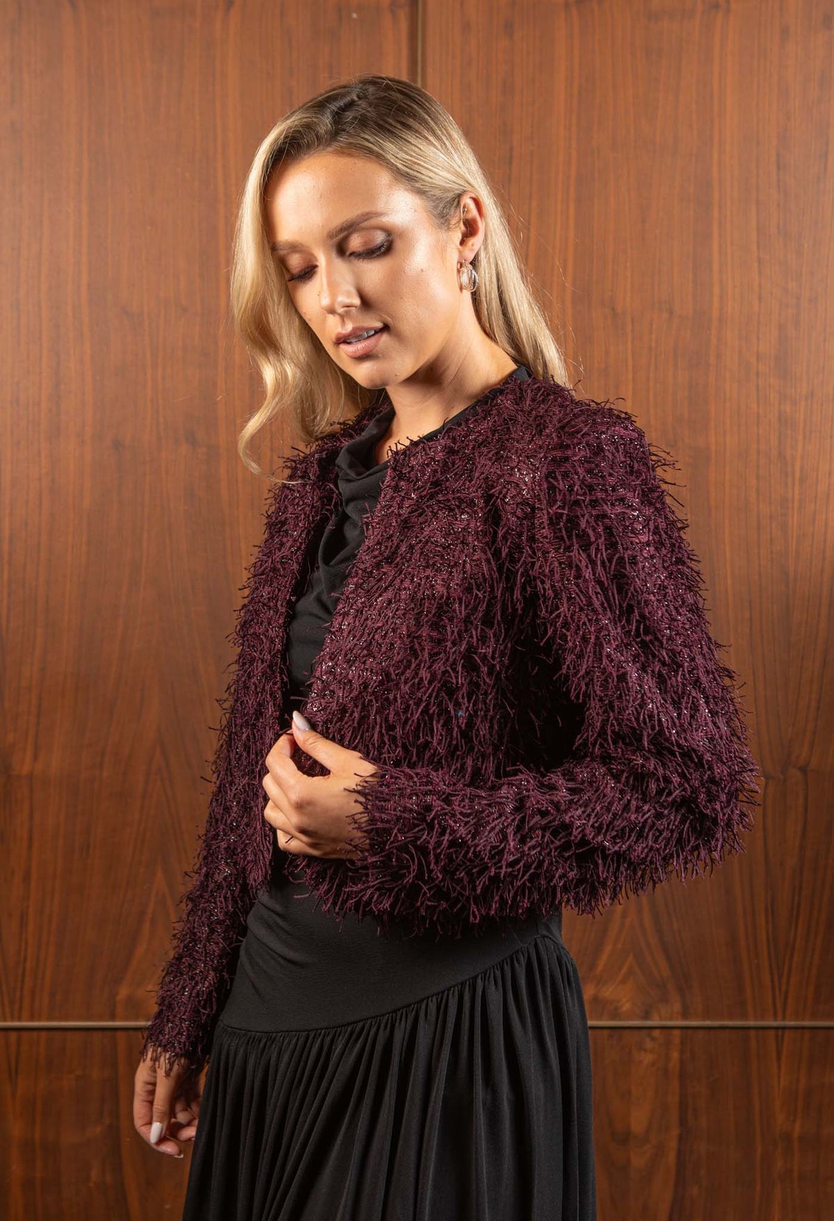 Fringe Sequins Cropped Jacket