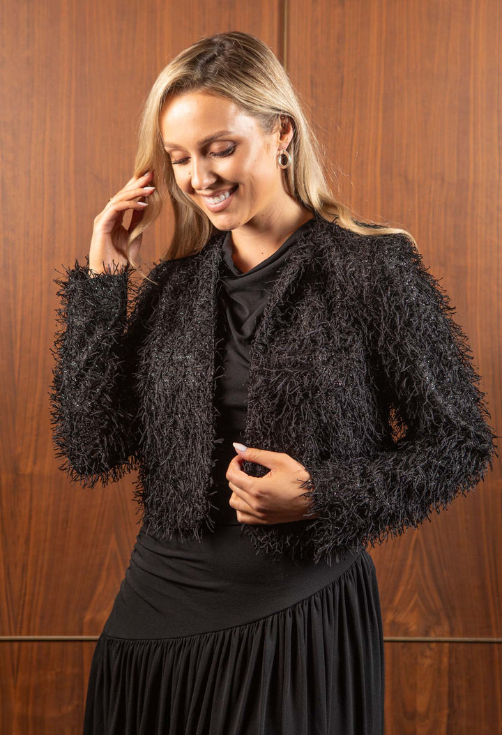 Fringe Sequins Cropped Jacket