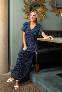 Polka Dot V-Neck Midi Dress (SIZE L/XL PRE-ORDER EXPECTED DISPATCH MARCH 6TH)