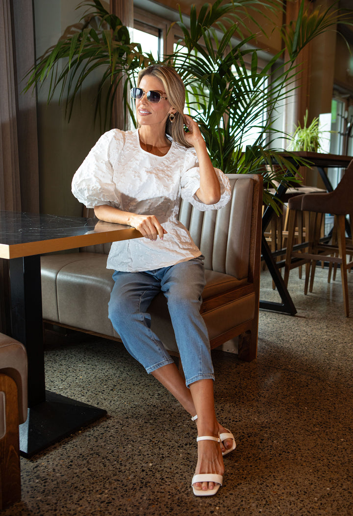 Floral Design Puff Sleeve Top
