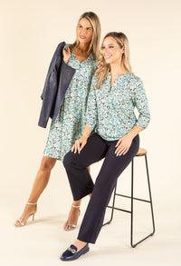 Leaf Print V-Neck Blouse