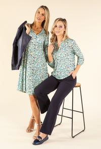 Leaf Print V-Neck Dress