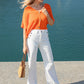 Button Detail Wide Leg Jeans