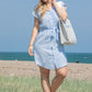 Roray Linen Look Striped Shirt Dress