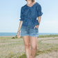 Lantern Sleeve V-Neck Printed Top