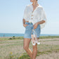 Tie Front Linen Look Blouse
