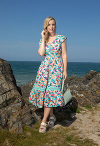 Button Front Floral Dress