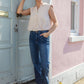 Cap Sleeve Striped Blouse